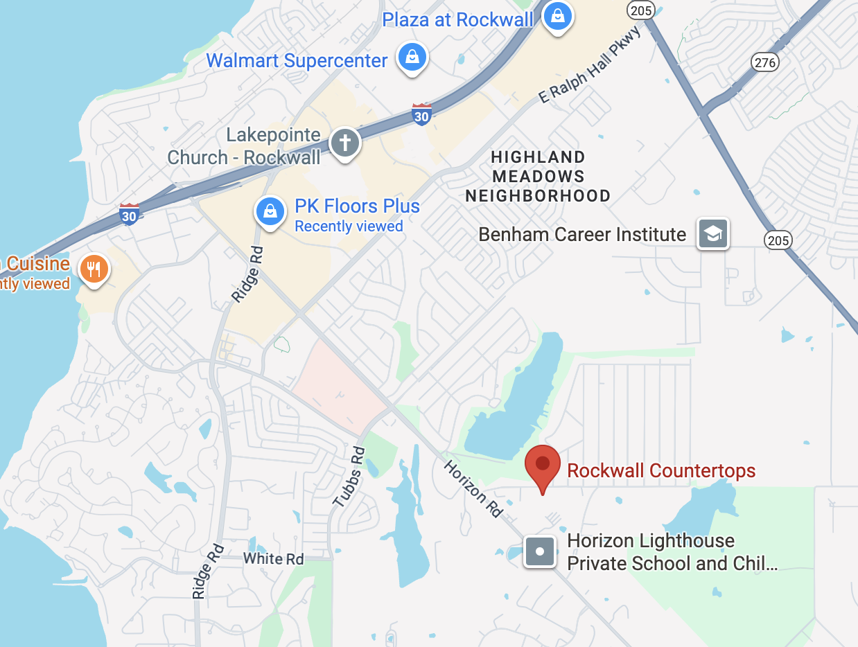 Map showing Rockwall Countertops location in Rockwall, TX.